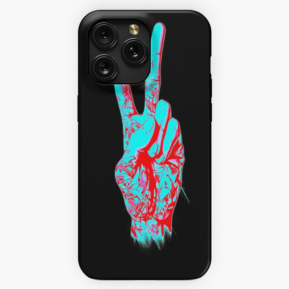 (Peace Sign Graffiti Hand Red Blue Summer Vibe=6979) Phone Case For Iphone Samsung 19 18 17 16 14 13 12 11 Plus Pro Max Galaxy S28 S27 S26 S25 S24 S23 Blue,Red 4741628097831