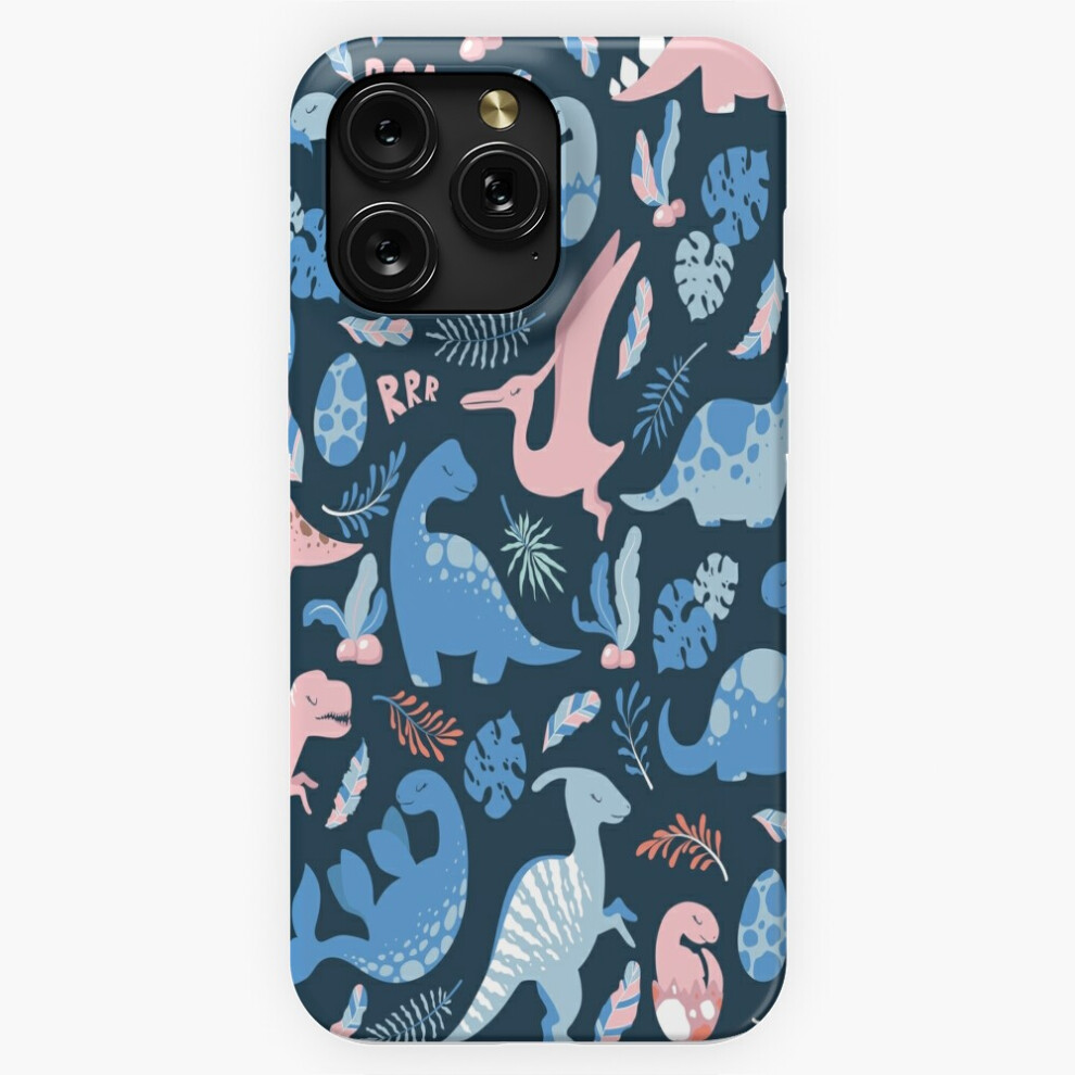 (Cute Cartoon Dinosaurs, Leaves And Branches Pattern On =8031) Phone Case For Iphone Samsung 19 18 17 16 14 13 12 11 Plus Pro Max Galaxy S28 S27 Blue 4741628108568