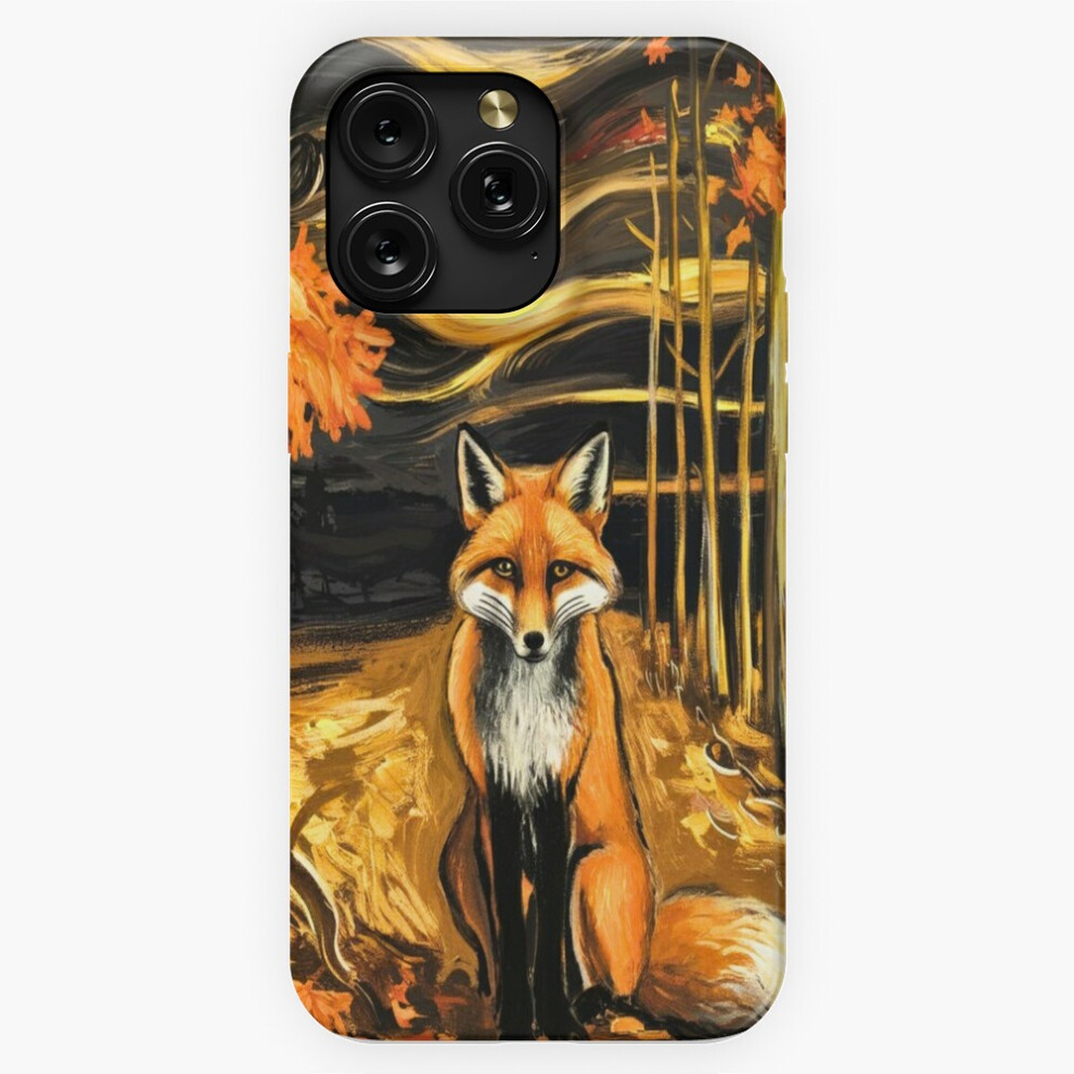 Photos - Case  Phone  for iPhone Samsung 19(Fox Portrait. Autumn season, fall fox, vintage fox, fox painting, Edvard Munch style=8017)