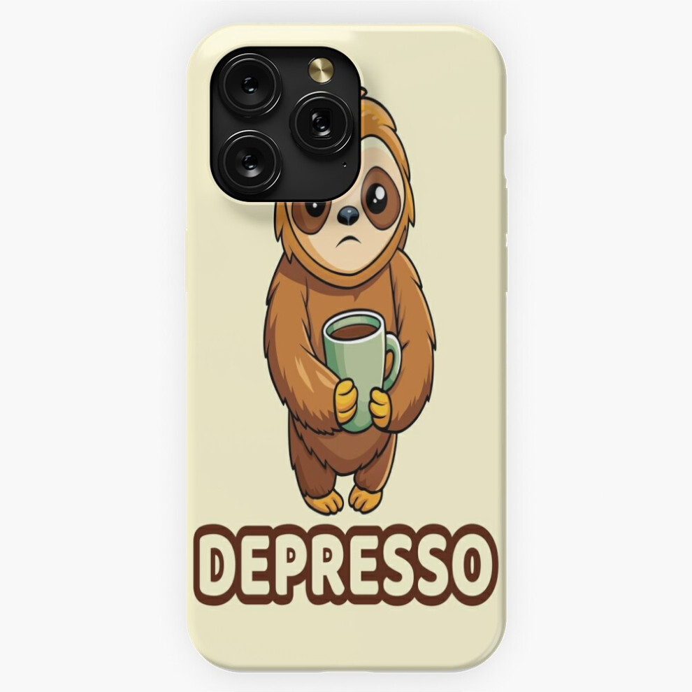 (Depresso - Cute Sad Sloth Holding An Espresso Coffee Cup=8851) Phone Case For Iphone Samsung 19 18 17 16 14 13 12 11 Plus Pro Max Galaxy S28 S27 S26 Brown 4741628116938