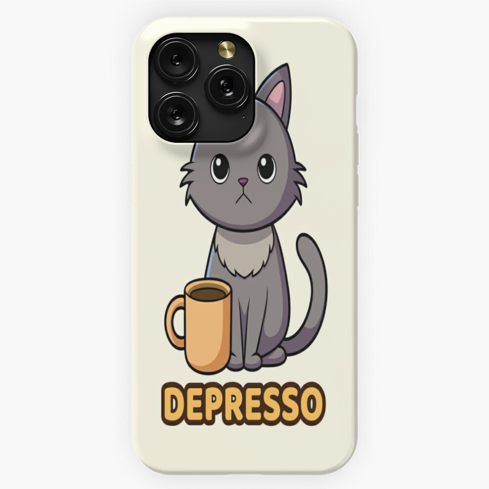 (Depresso - Cute Sad Cat With An Espresso Coffee Cup=9427) Phone Case For Iphone Samsung 19 18 17 16 14 13 12 11 Plus Pro Max Galaxy S28 S27 S26 S25 S Brown 4741628122809