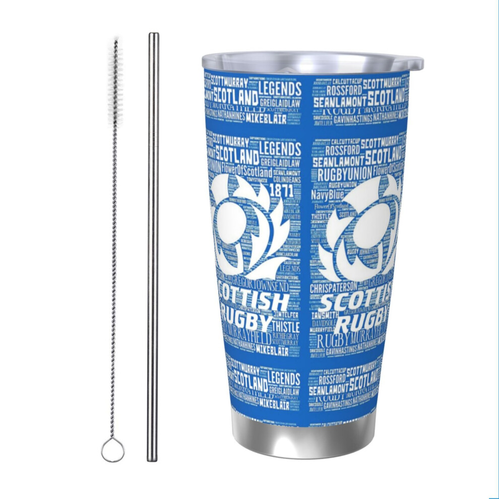 (SRU 2 - Scotland Rugby_770) Stainless Steel Tumbler 20oz Insulated Coffee Travel Funny Birthday Christmas Gifts for Women Men Boss Coworker