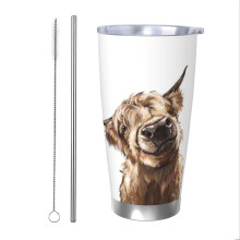 (Highland Cow_451) Stainless Steel Tumbler 20oz Insulated Coffee Travel Funny Birthday Christmas Gifts for Women Men Boss Coworker
