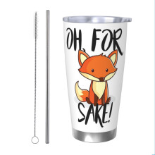 (Oh, For Fox Sake!_8883) Stainless Steel Tumbler 20oz Insulated Coffee Travel Funny Birthday Christmas Gifts for Women Men Boss Coworker