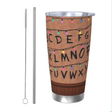 (Stranger Things Alphabet Wall_8466) Stainless Steel Tumbler 20oz Insulated Coffee Travel Funny Birthday Christmas Gifts for Women Men Boss Coworker