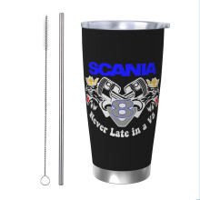 (Never Late In A V8 Silver_10459) Stainless Steel Tumbler 20oz Insulated Coffee Travel Funny Birthday Christmas Gifts for Women Men Boss Coworker