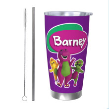 (Barney The Dinosaur Trio Glowing In White_9447) Stainless Steel Tumbler 20oz Insulated Coffee Travel Funny Birthday Christmas Gifts for Women Men Boss Coworker