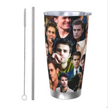 (Paul Wesley Photo Collage_5233) Stainless Steel Tumbler 20oz Insulated Coffee Travel Funny Birthday Christmas Gifts for Women Men Boss Coworker