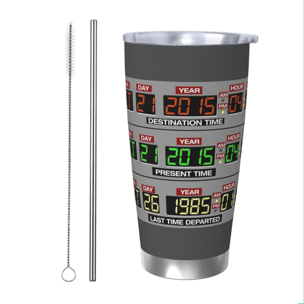 (Back To The Future 2 Time Circuits 2015_7372) Stainless Steel Tumbler 20oz Insulated Coffee Travel Funny Birthday Christmas Gifts for Women Men Boss