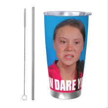(Greta Thunberg - How Dare You_5825) Stainless Steel Tumbler 20oz Insulated Coffee Travel Funny Birthday Christmas Gifts for Women Men Boss Coworker