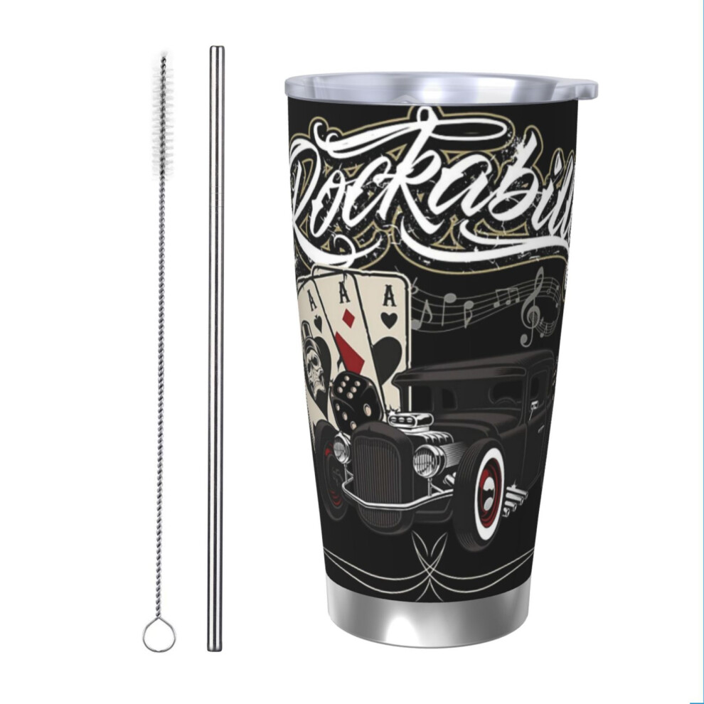 (Rockabilly Rockabillystyle Rock'n Roll_2611) Stainless Steel Tumbler 20oz Insulated Coffee Travel Funny Birthday Christmas Gifts for Women Men Boss C