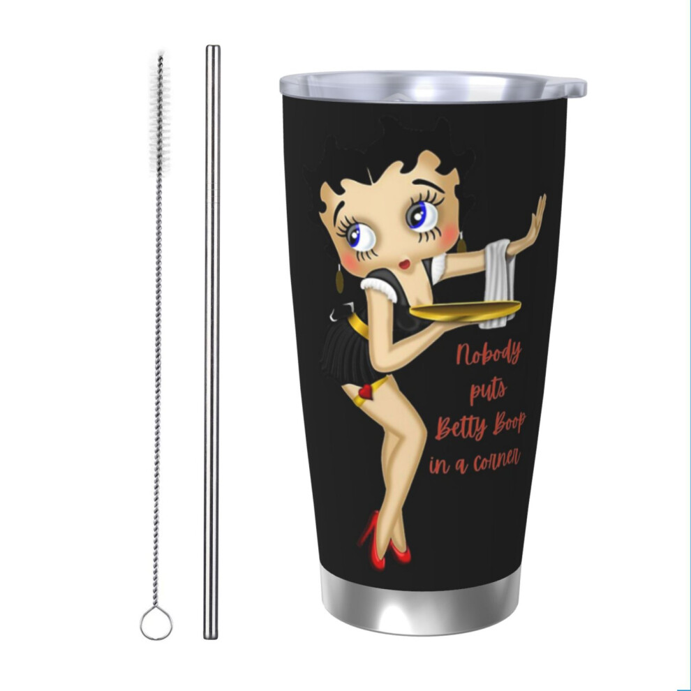 (Nobody Puts Betty Boop In A Corner_6846) Stainless Steel Tumbler 20oz Insulated Coffee Travel Funny Birthday Christmas Gifts for Women Men Boss Coworker