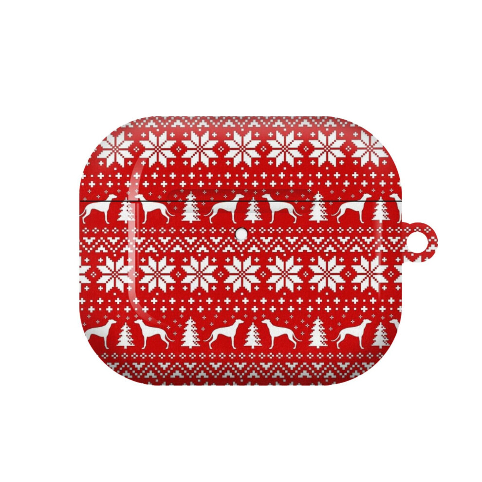 (Greyhound Silhouettes Christmas Sweater Pattern_12279) Airpods 1/ 2 /3 Pro 2 3 4 5 Cover For Women Girls Protective Compatible With Apple Airpod Hard 4741628279008