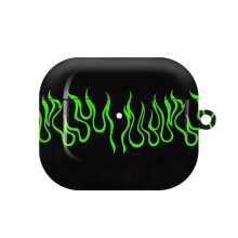 (Green Flames_7215) AirPods 1/ 2 /3 Pro 2 3 4 5 Cover for Women Girls Protective Compatible with Apple AirPod Hard Shell Case