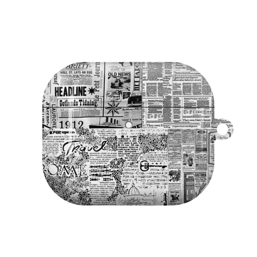 (Newspaper And Journal Style_8417) AirPods 1/ 2 /3 Pro 2 3 4 5 Cover for Women Girls Protective Compatible with Apple AirPod Hard Shell Case-image-OPC-PFJ78Q6-NEW