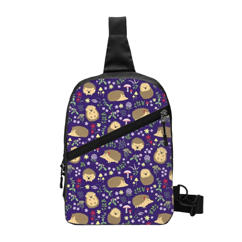 (Hedgehogs In A Magical Purple Forest_3423) Sling Bag Women Men Mini Crossbody Backpack Shoulder Chest Bags Daypack for Travel Hiking Outdoor Sports