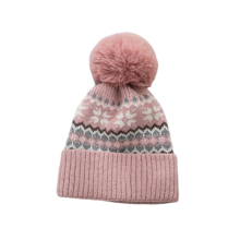 (Pink) Scottish Couthie Warm Cosy Ladies Fairisle Style Pom Pom Hat in 6 Colours