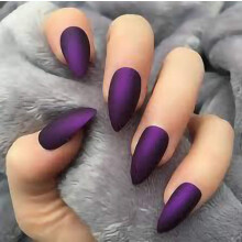 MISUD 100Pcs/Box Stiletto Fake Nails Lila Matt Medelstorlek Konstgjorda Naglar 10 Storlekar