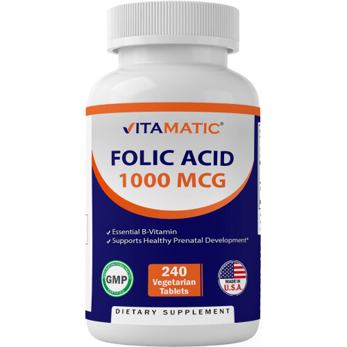 Vitamatic, Folsäure, 1.000 mcg, 240 Vegetarische Tabletten