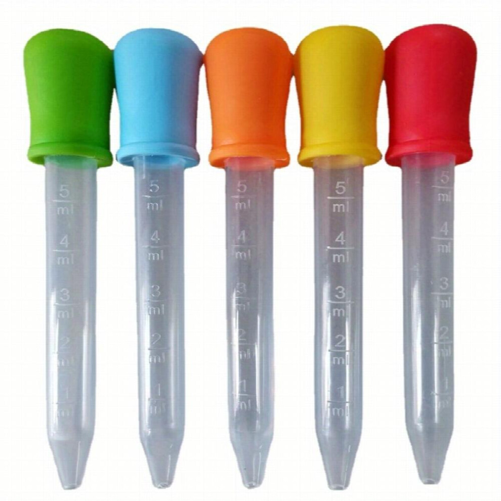 5pcs Of Silicone Liquid Droppers With Bulb Tips Perfect For Candy Molds & Medicine