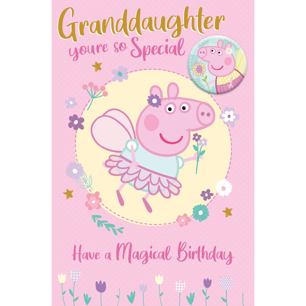 Peppa Pig Badge Granddaughter Birthday Card