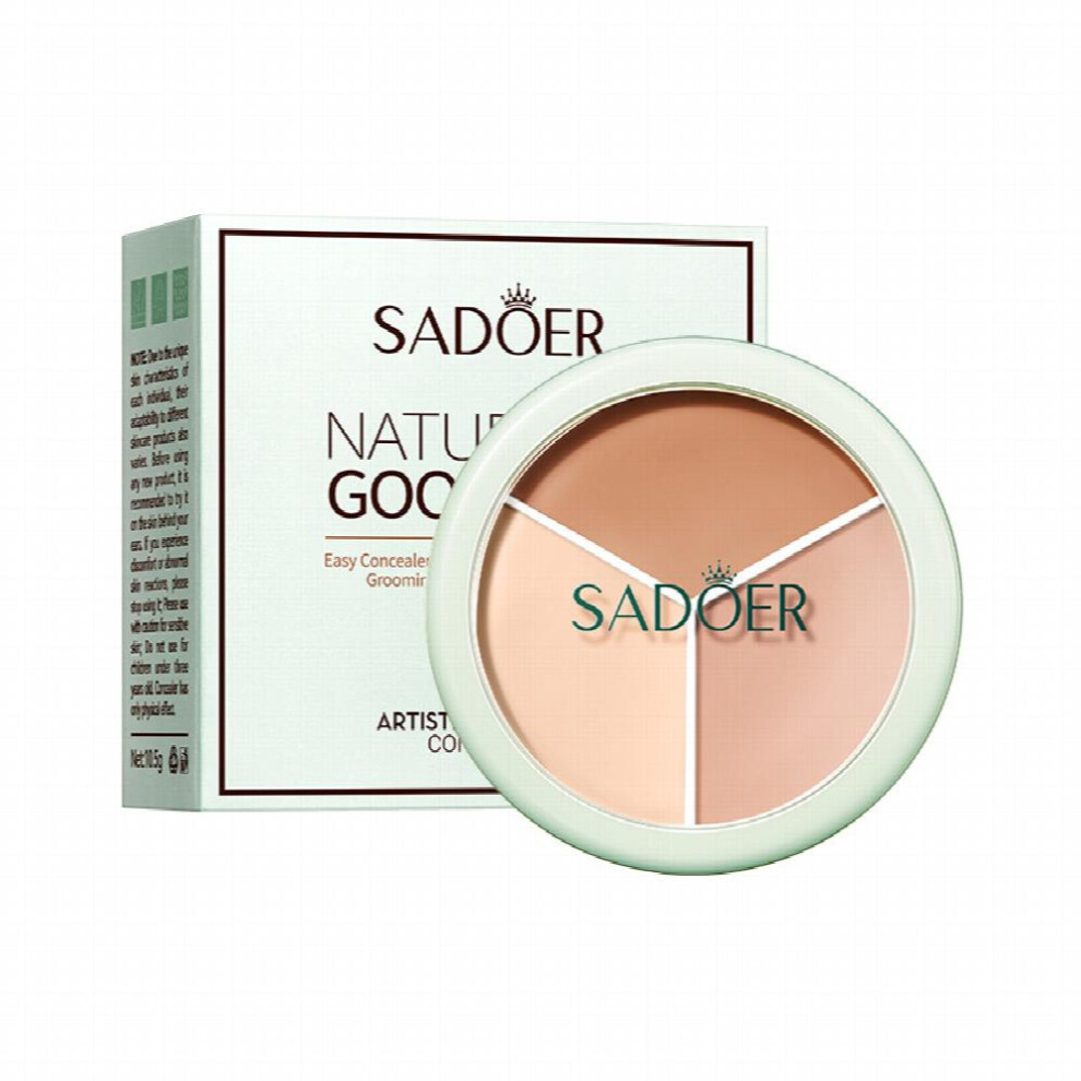 Multicoloured Tricolor Concealer Cover Foundation Non Fly Powder For Flawless Facial Concealing Highlighting And Contouring