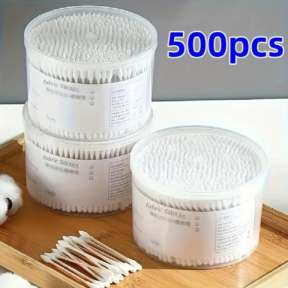 500pcs Cotton Swabs With Round And Thick Tips Ear Cleaning Cotton Swabs Natural Cotton Buds With Storage Box Or Bag Laboratory Cotton Swabs