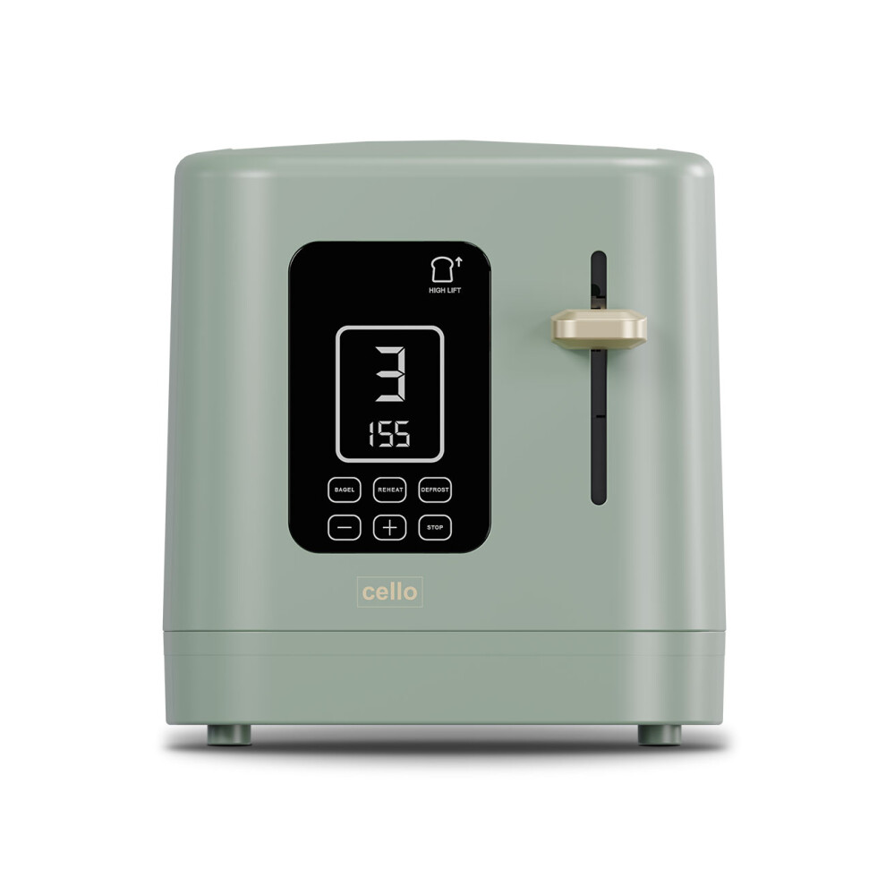 Cello Digital 2 Slice Toaster With Touch Control And Timer - Sage Green