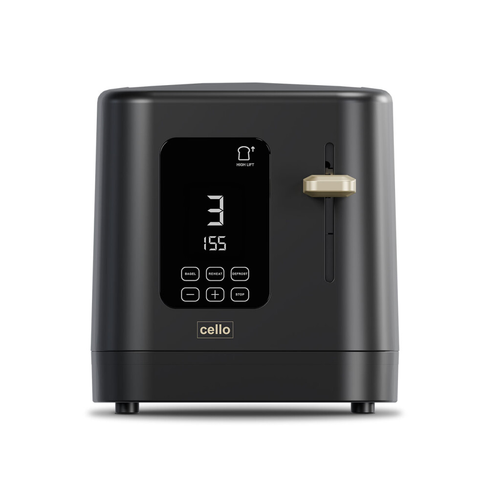 Cello Digital 2 Slice Toaster with Touch Control and Timer - Black