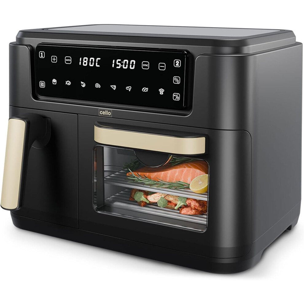 Cello 11 Litre 2-In-1 Double Basket Air Fryer & Oven - Black