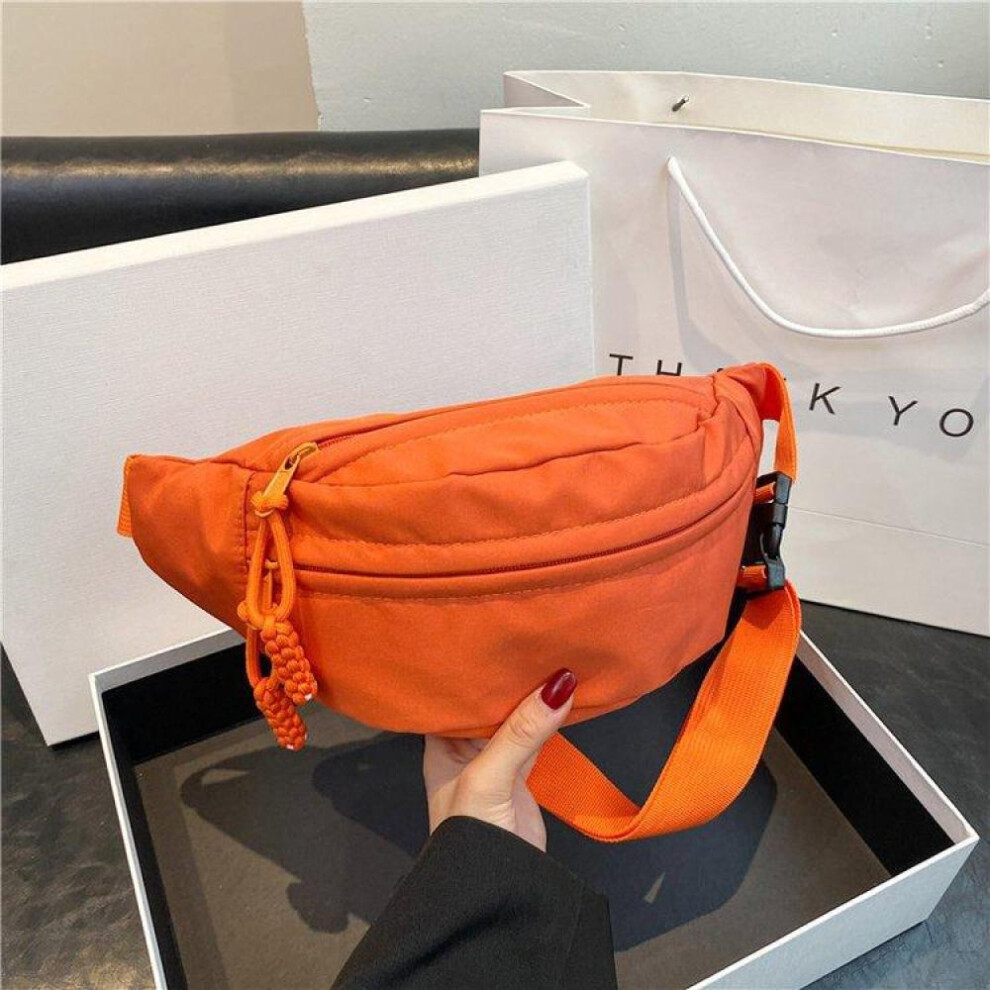 (Orange, One Size) Chest Bag Banana bag for Women Sling Crossbody Waist Pack Canvas Running Waist Bag Casual Fanny Packs Sport Half Moon Belt Bag