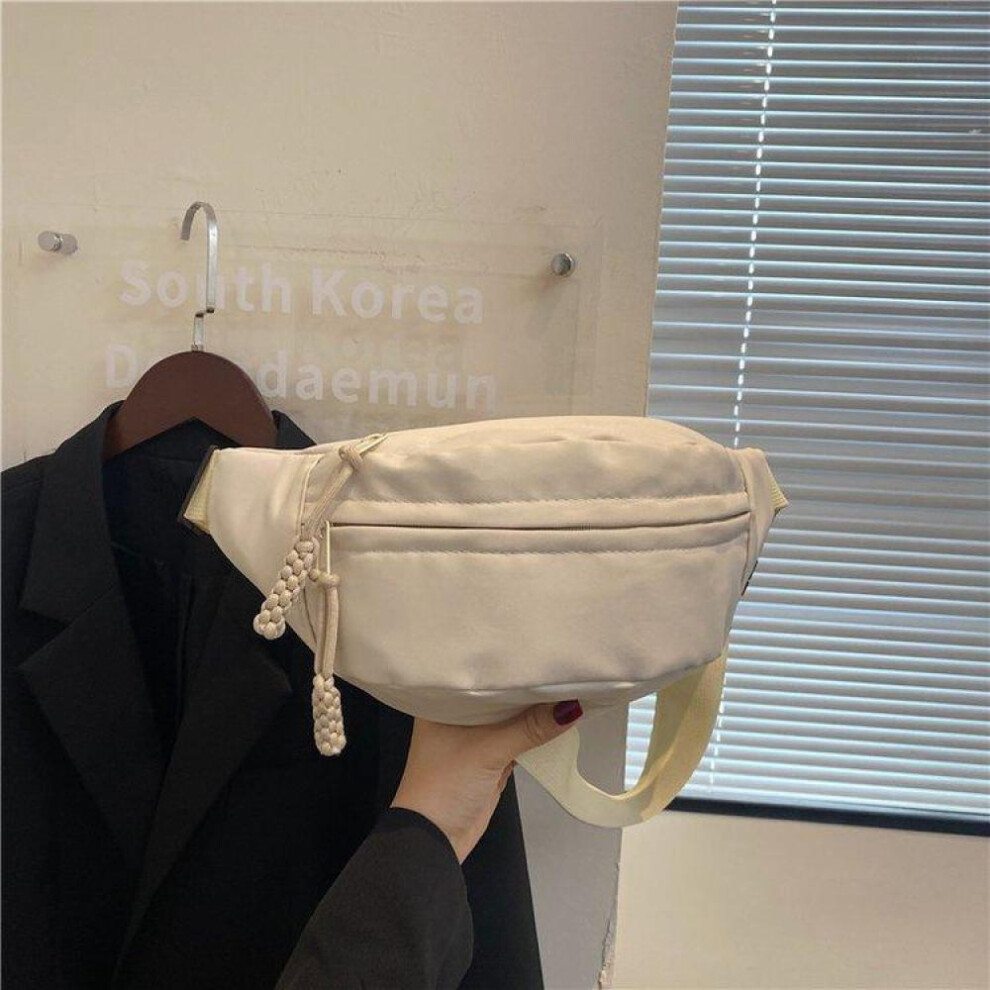 (White, One Size) Chest Bag Banana bag for Women Sling Crossbody Waist Pack Canvas Running Waist Bag Casual Fanny Packs Sport Half Moon Belt Bag