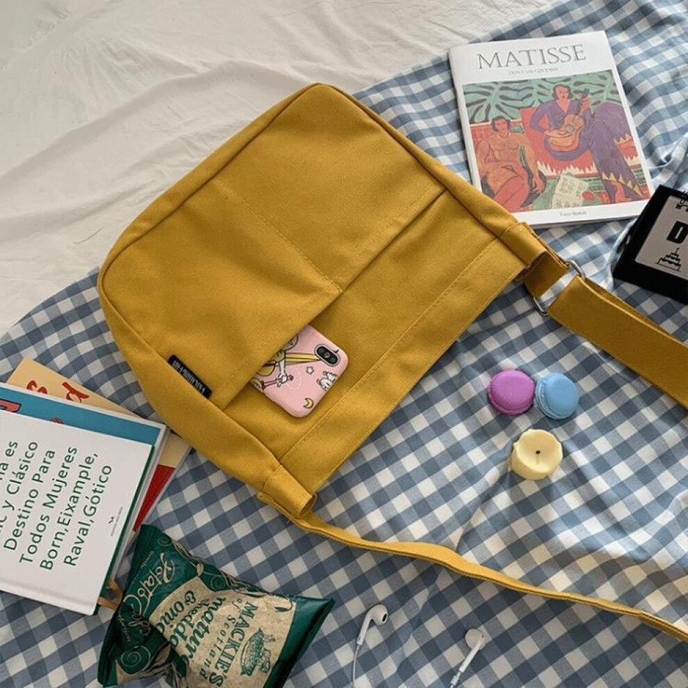 (Yellow) Crossbody Canvas Cotton Bags-Canvas Tote Bag-Corduroy Shoulder Bags- Messenger Bag-Everyday Bag- Casual Bag-Gift for Her