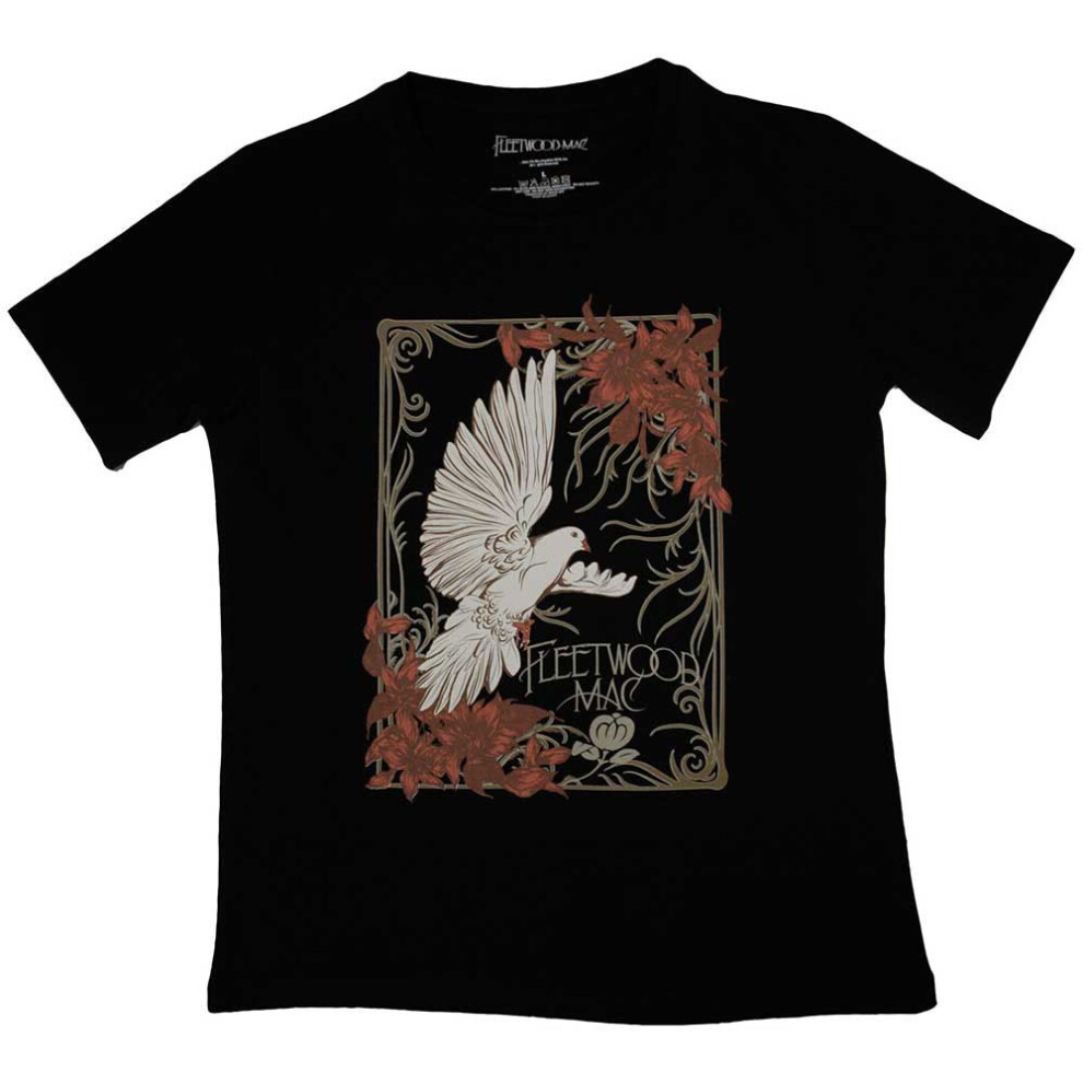 (S, Black) Fleetwood Mac Dove Skinny Fit T Shirt