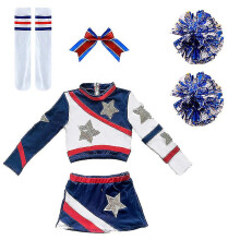 (S) Girls Cheerleading Uniform With Pom Poms And Socks, Children's Cheerleading Uniform Fule53