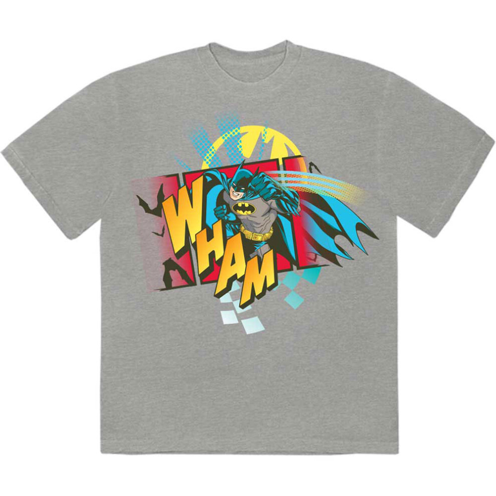 (M, Grey) Batman Wham Logo T Shirt