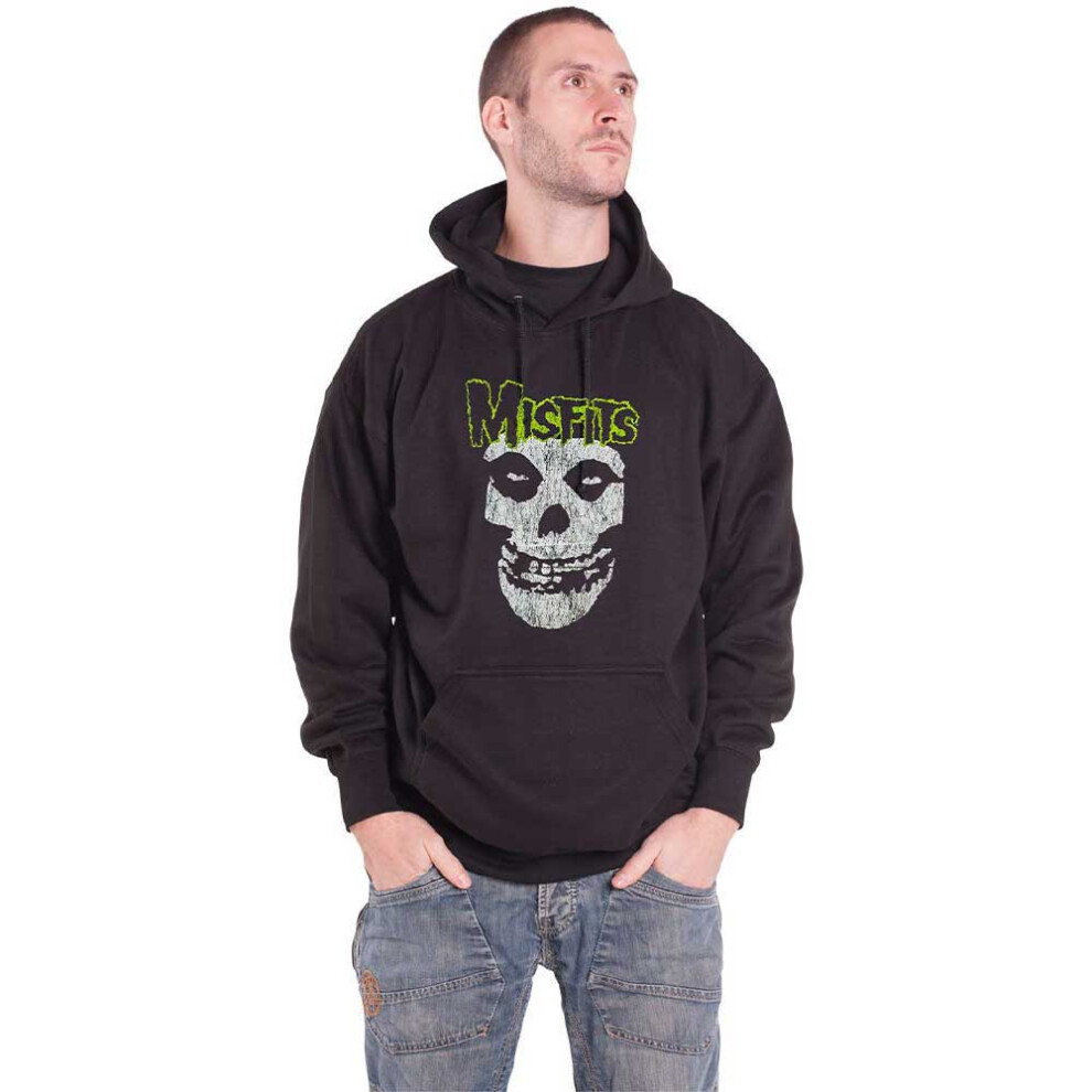 (XXL, Black) Misfits Vintage Classic Band Logo Pullover Hoodie