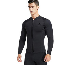 (M) Mimigo Men's 3mm Neoprene Wetsuit Jacket With Front Zipper And Long Sleeves For Swimming, Snorkeling, And Surfing Black