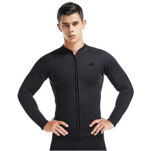 (XXXL) Mimigo Men's 3mm Neoprene Wetsuit Jacket With Front Zipper And Long Sleeves For Swimming, Snorkeling, And Surfing Black