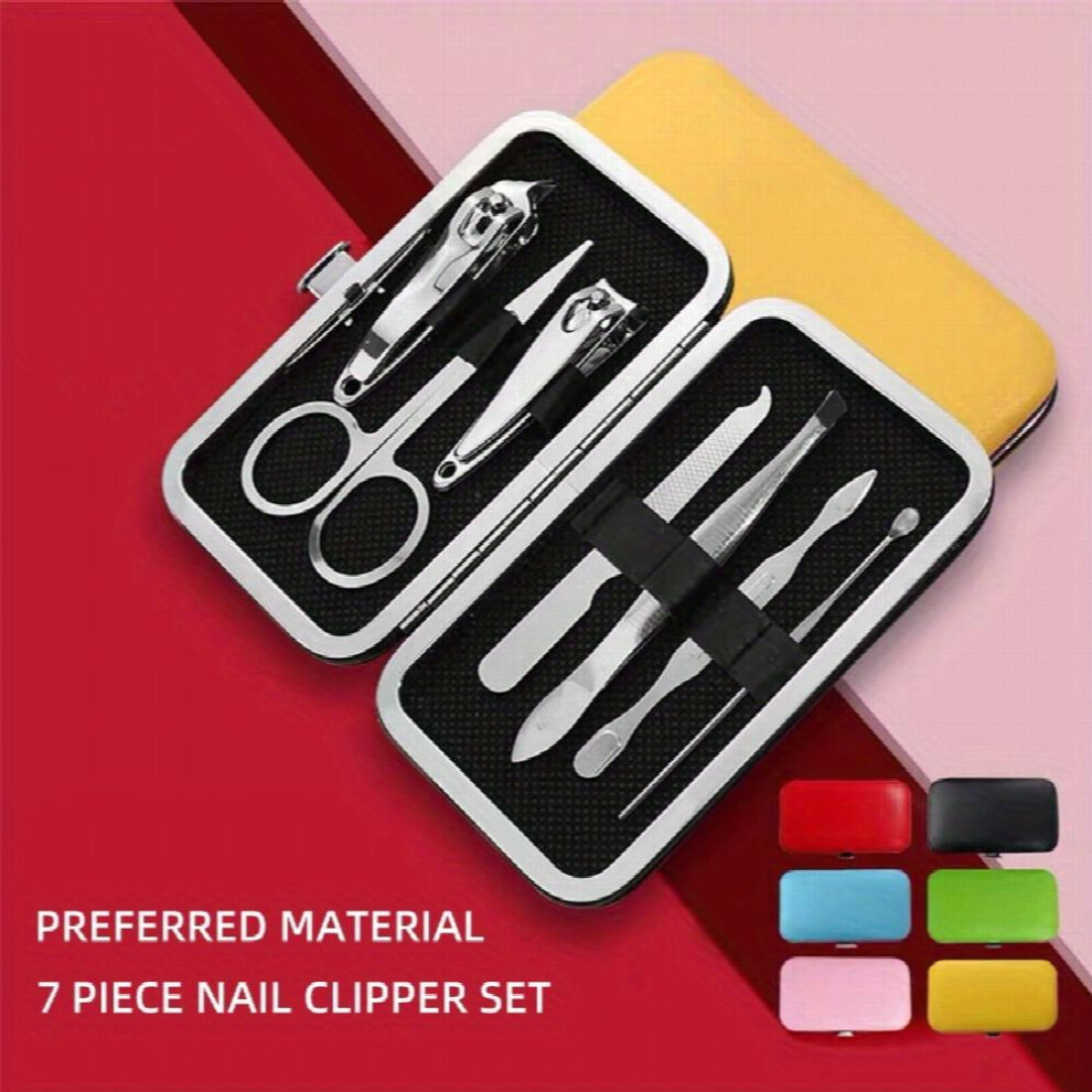 7 pcs Professional Stainless Steel Manicure Set with Nail Clipper Cutter and Files Perfect for Pedicures and Home Salon Use