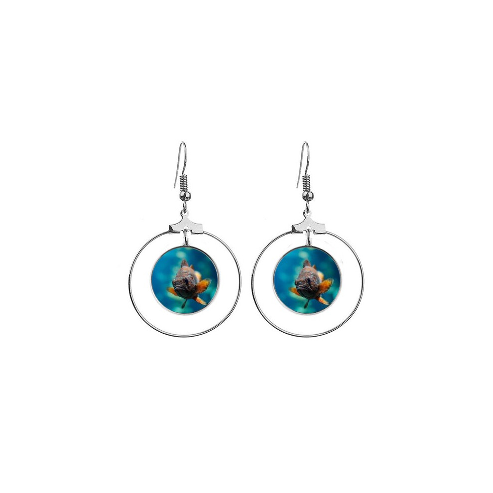 Photos - Earrings small tropical fish marine organism ears dangle hoop jewelry drop circle