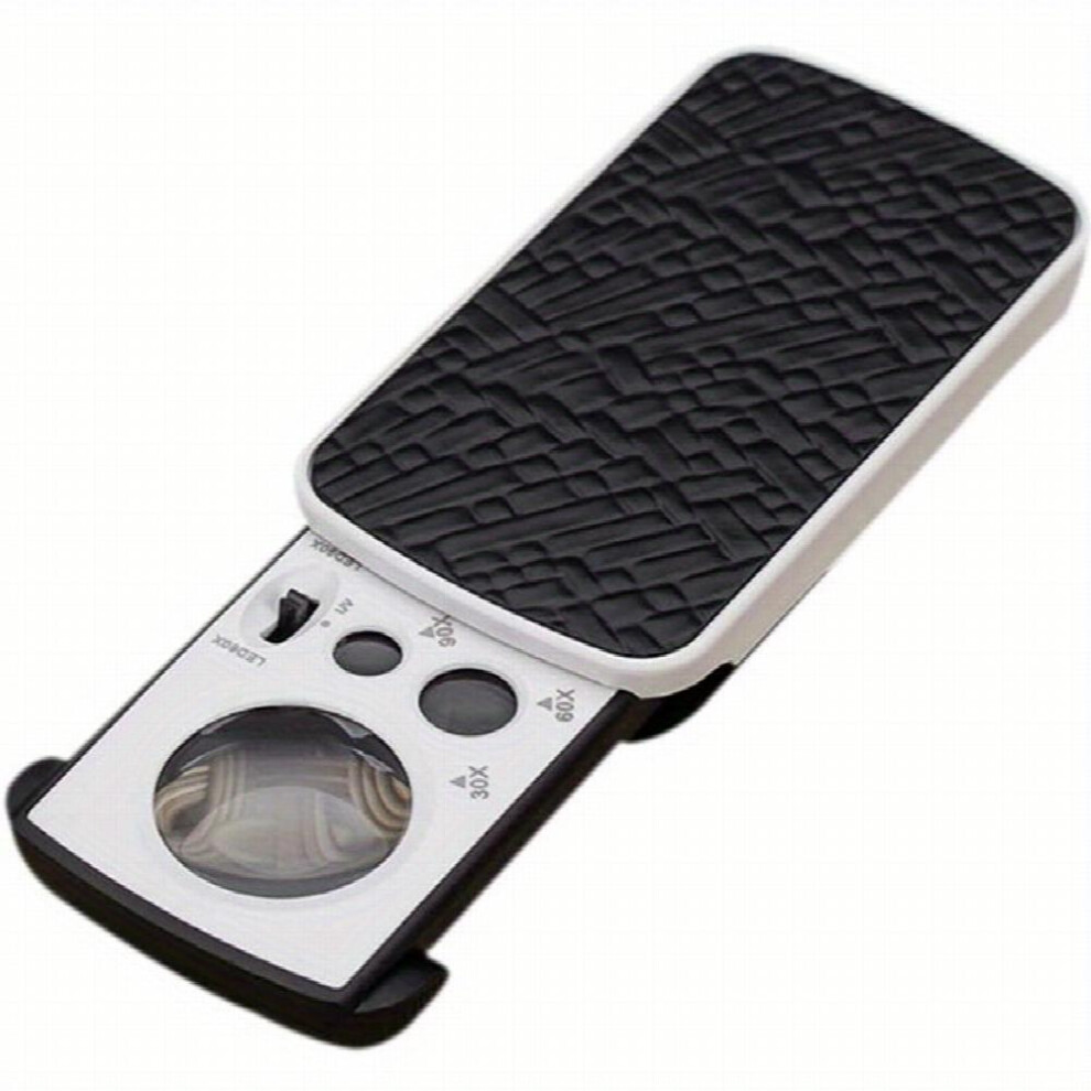 Slide Out Jewelry Loupe Magnifier 30X 60X 90X LED Lighted Eye Loupe Mini Portable Magnifier With UV Light For Jewelry Diamonds Gems Coins Stamps