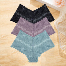 (Set 9, 3Pcs) 3pcs Lace Boyshort Panties Women Low Rise Floral Underwear