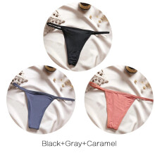 (Set 2, 3pcs) 3pcs Sexy Low rise Thongs Womens Bikini Panties T back Underpants