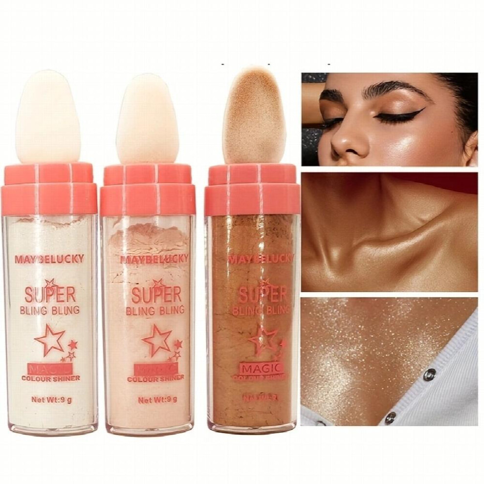 3PCS Highlighter Powder Pearlescent Glitter Highlighter Powder Natural Stereoscopic Contouring And Brightening For Body & Face & Hair-image-OPC-PFJ9HVR-NEW