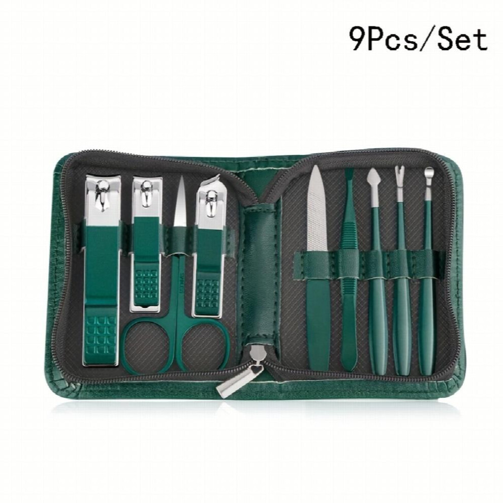 9pcs Nail Clippers Set Nail Clippers Kit Stainless Steel Manicure Pedicure Set Portable Travel Grooming Kit