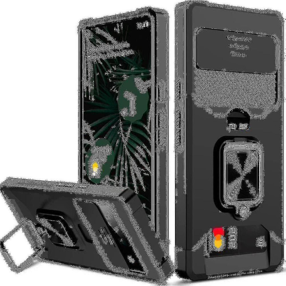 (, Pixel 7 Pro) Heavy Duty Case Compatible Google Pixel 7 Pro/Pixel 7 With Sliding Camera Cover Black 9372166120849
