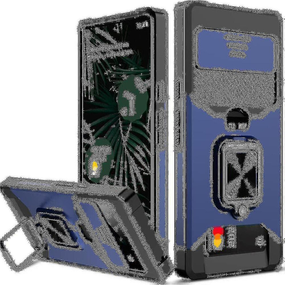 (, Pixel 7) Heavy Duty Case Compatible Google Pixel 7 Pro/Pixel 7 With Sliding Camera Cover Blue 9372166120856