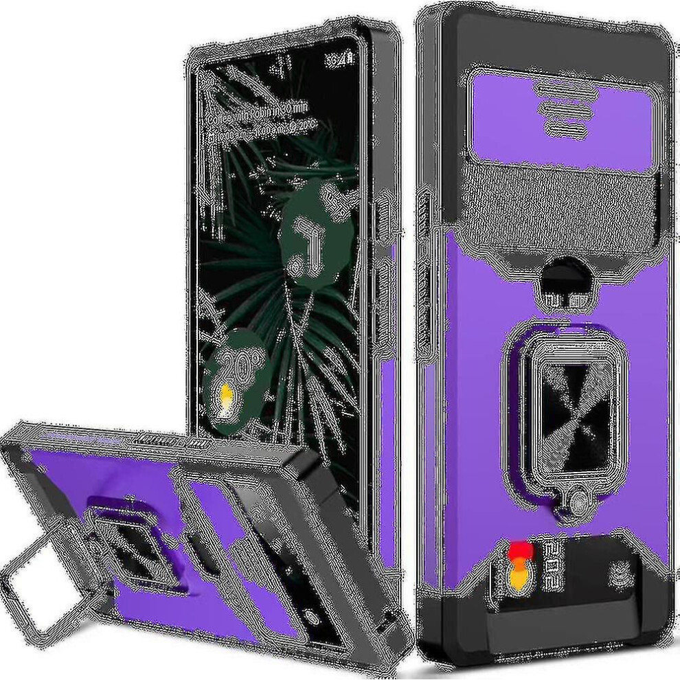 (, Pixel 7) Heavy Duty Case Compatible Google Pixel 7 Pro/Pixel 7 With Sliding Camera Cover Purple 9372166120870