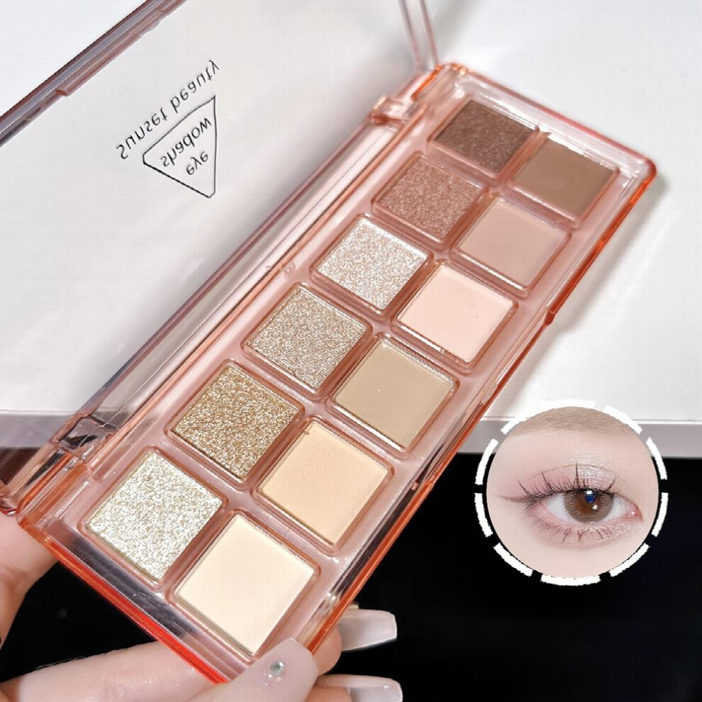 Multicoloured 12 Colors Eyeshadow Palette Matte Pearly Finish Earth Tone Milk Tea Cement Gray Eyeshadow Daily Makeup Cosmetics